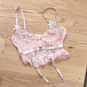 Nasty Gal Delicate Pink Lace Bralette with Satin Trim